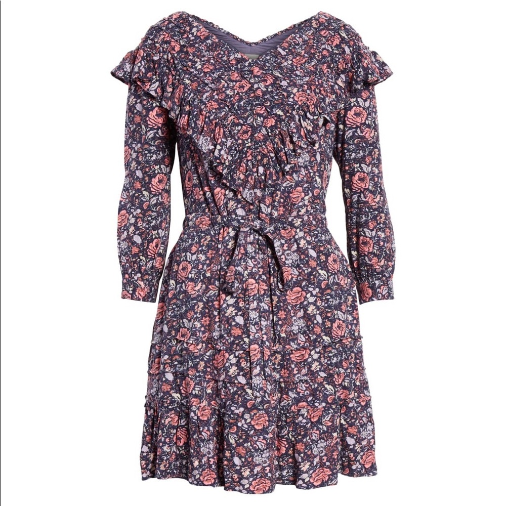 La Vie Rebecca Taylor Floral Ruffle Toile Dress